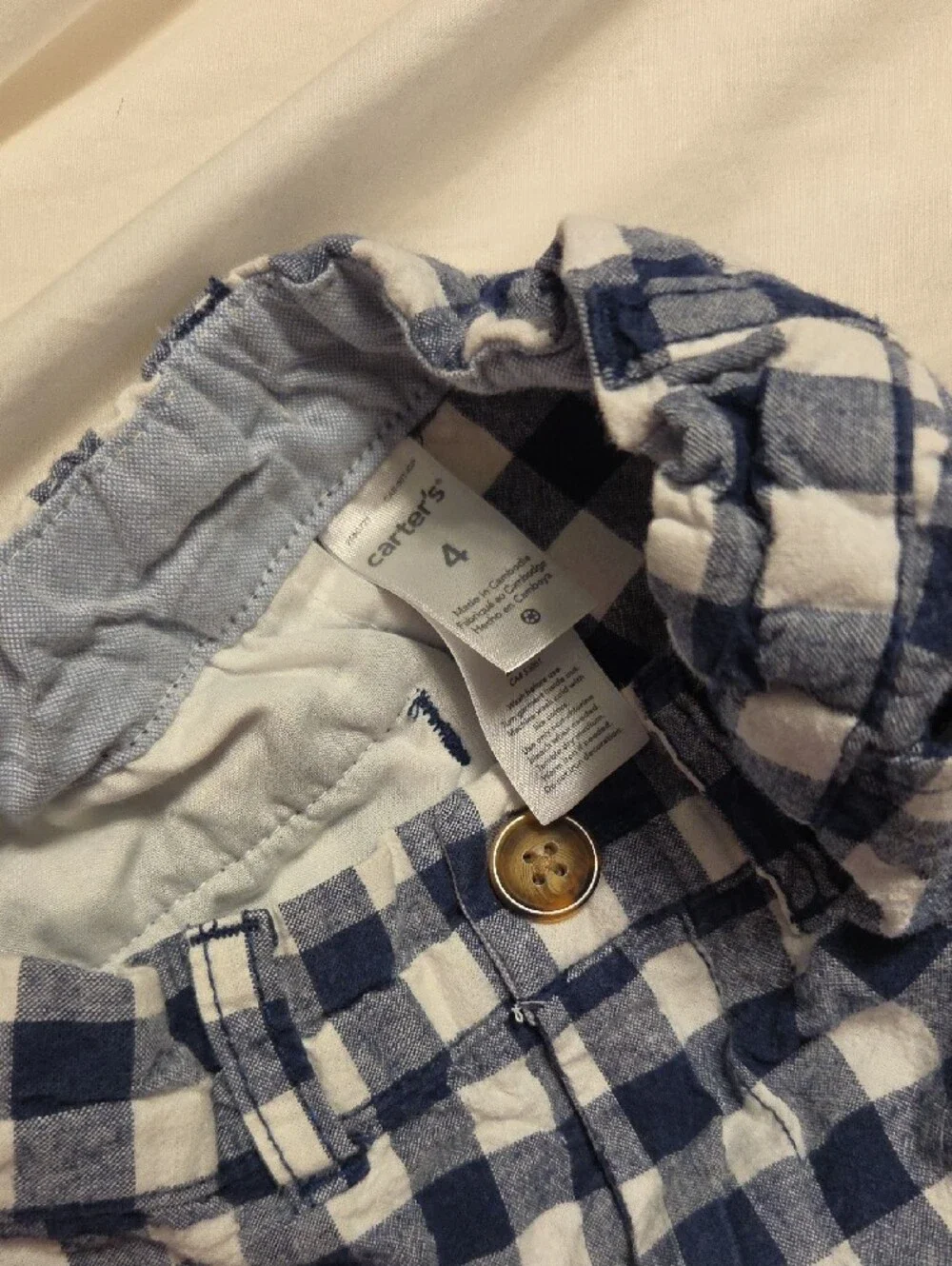 Carter's Navy and White Gingham Shorts